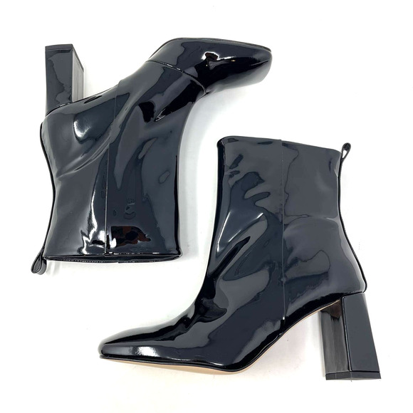 Good American Black Patent Leather Boots Size 8.5 Square Toe GA165P-X - Picture 5 of 9